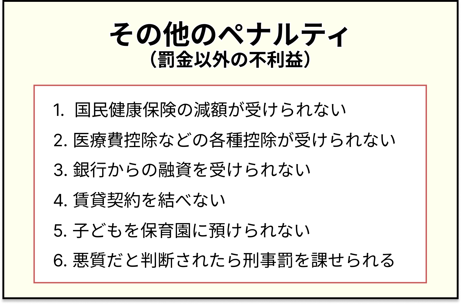 その他のペナルティ（罰金以外の不利益）